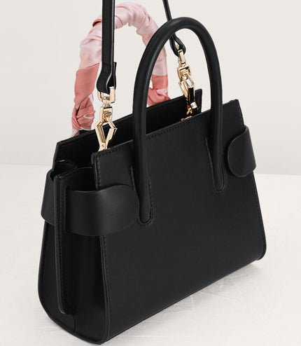 Twill-Trimmed Top Handle Bag