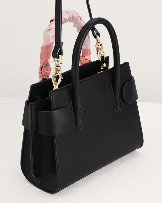Twill-Trimmed Top Handle Bag