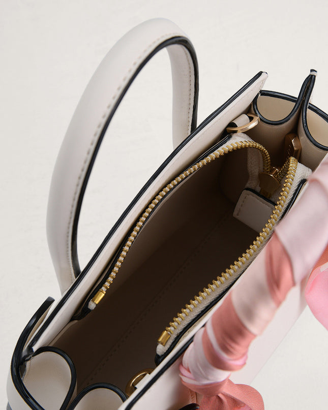 Twill-Trimmed Top Handle Bag
