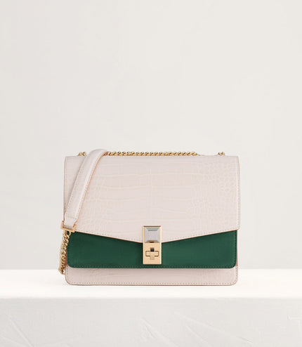 Croc-Effect Shoulder Bag