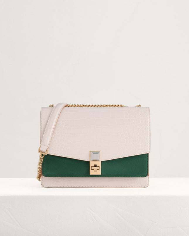 Croc-Effect Shoulder Bag
