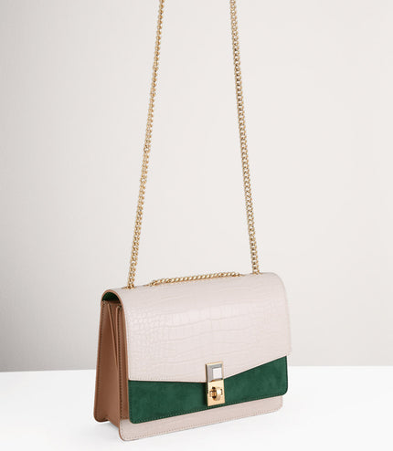 Croc-Effect Shoulder Bag