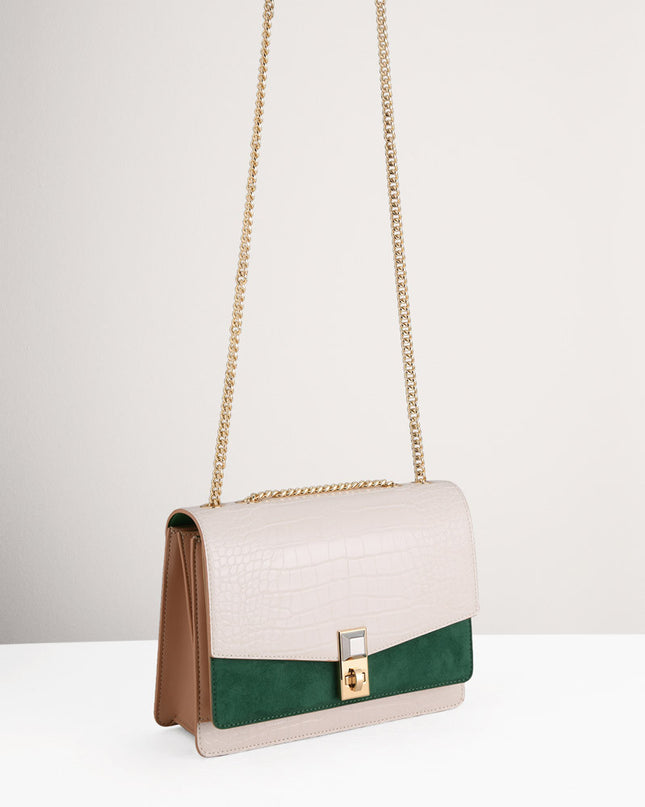 Croc-Effect Shoulder Bag