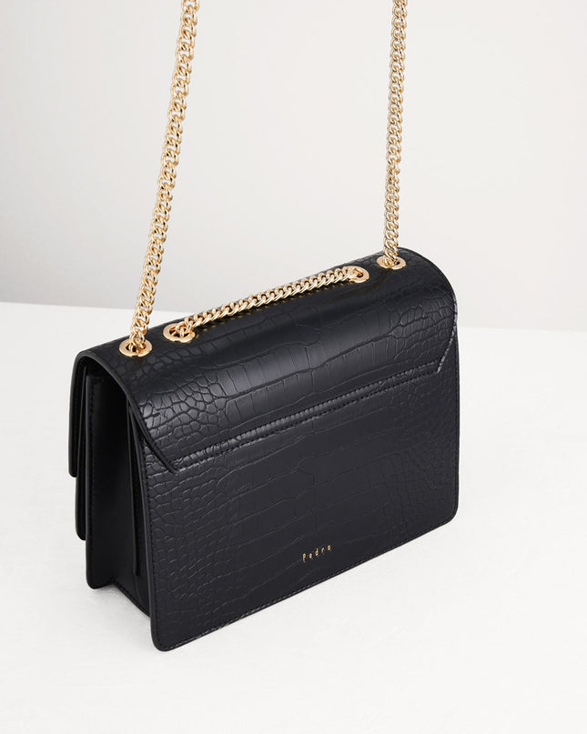 Croc-Effect Shoulder Bag