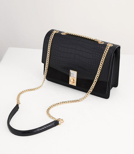 Croc-Effect Shoulder Bag