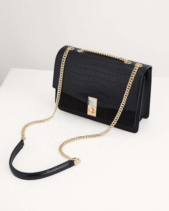 Croc-Effect Shoulder Bag
