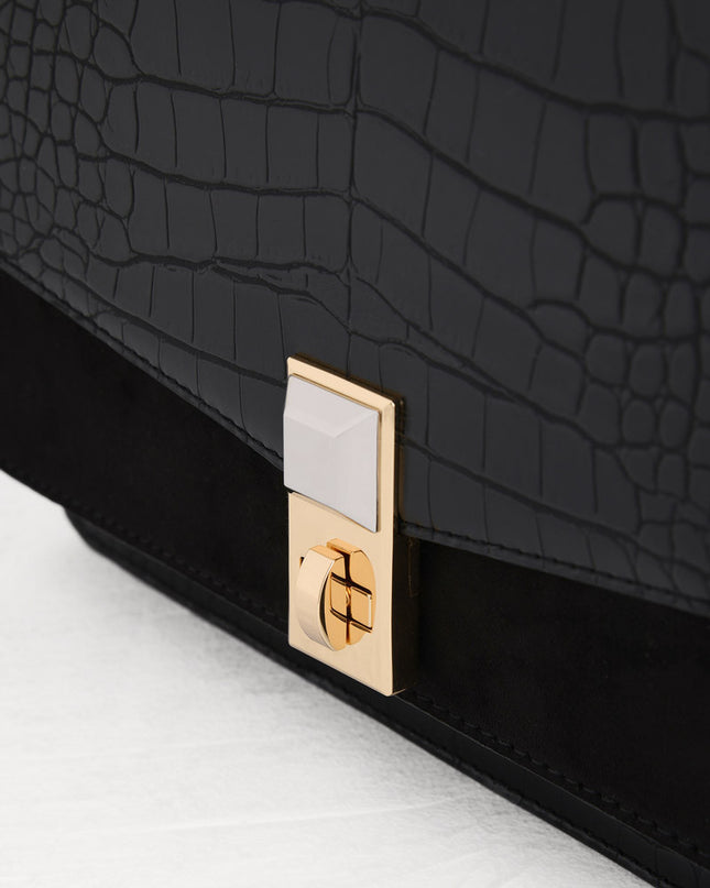 Croc-Effect Shoulder Bag
