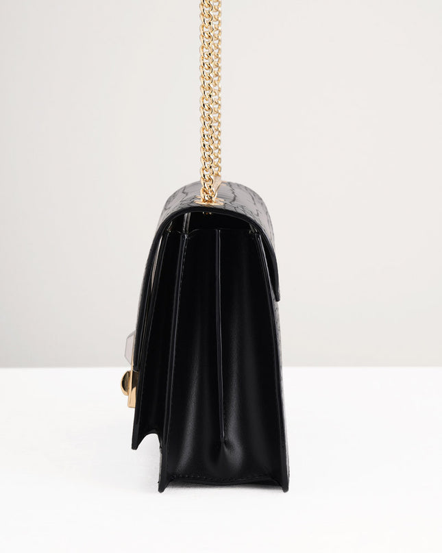 Croc-Effect Shoulder Bag