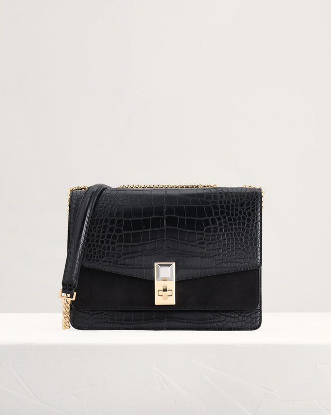 Croc-Effect Shoulder Bag