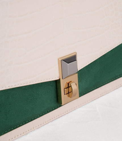 Croc-Effect Shoulder Bag