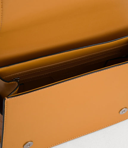 Croc-Effect Buckled Shoulder Bag