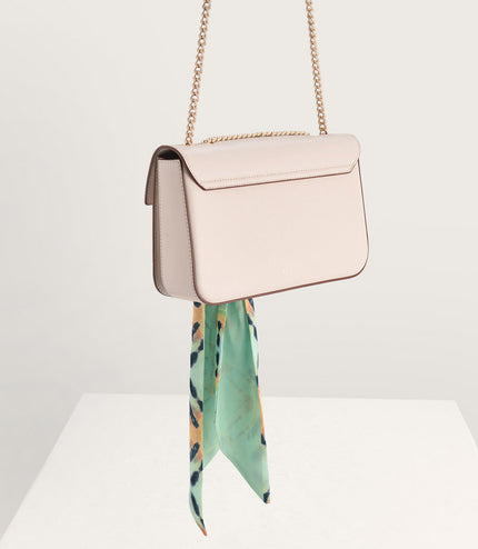 Boxy Shoulder Bag with Scarf