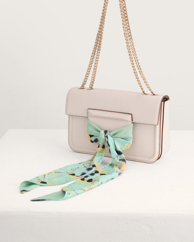 Boxy Shoulder Bag with Scarf