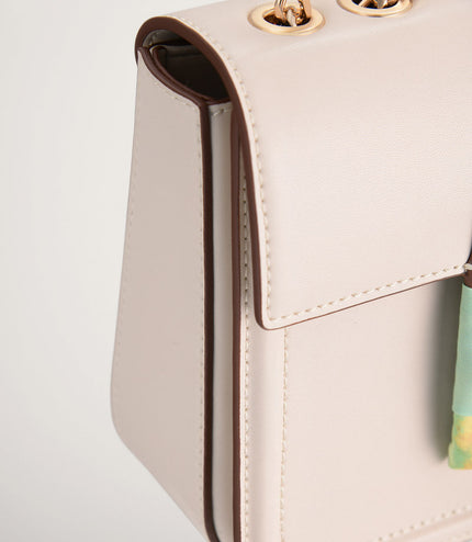 Boxy Shoulder Bag with Scarf