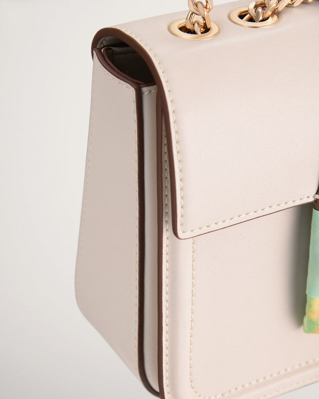 Boxy Shoulder Bag with Scarf