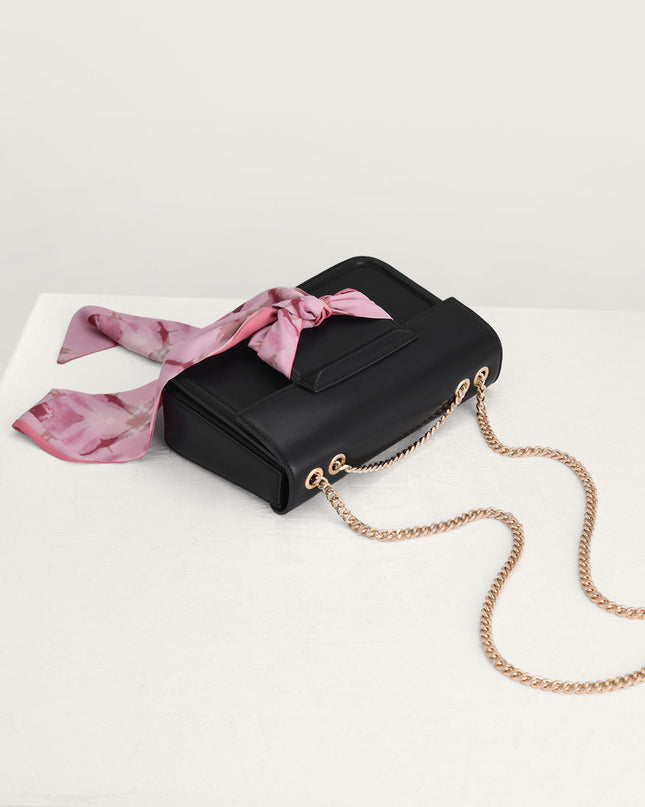 Boxy Shoulder Bag with Scarf