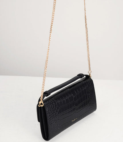 Croc-Effect Leather Wallet On Chain