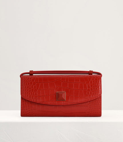 Croc-Effect Leather Wallet On Chain