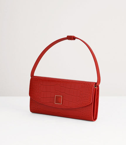 Croc-Effect Leather Wallet On Chain