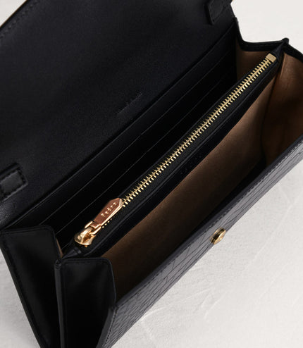 Croc-Effect Leather Wallet On Chain