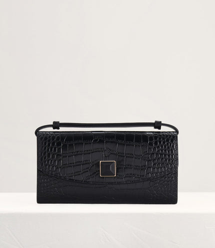Croc-Effect Leather Wallet On Chain