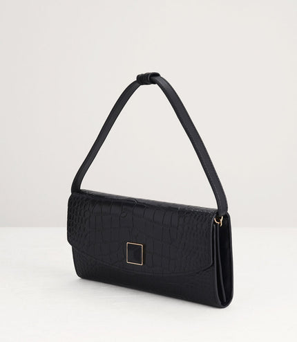 Croc-Effect Leather Wallet On Chain