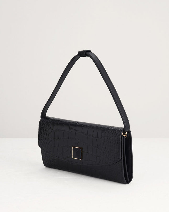 Croc-Effect Leather Wallet On Chain