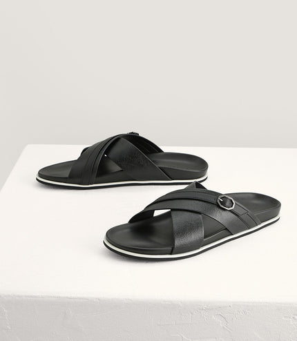 Criss-Cross Sandals with Octagon Hardware
