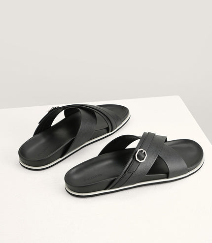 Criss-Cross Sandals with Octagon Hardware