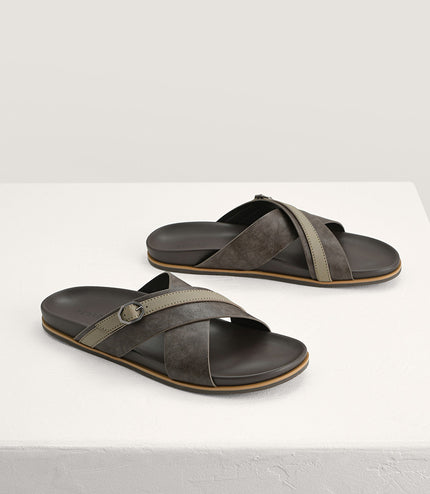 Criss-Cross Sandals with Octagon Hardware