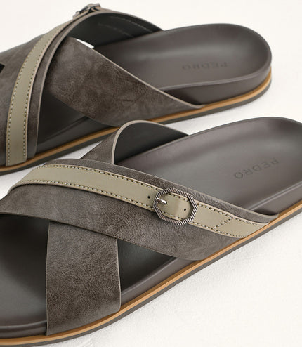Criss-Cross Sandals with Octagon Hardware