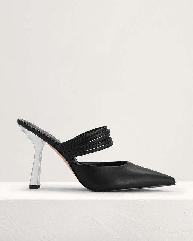Leather Pointed Heeled Mules
