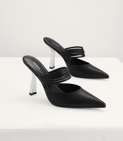 Leather Pointed Heeled Mules
