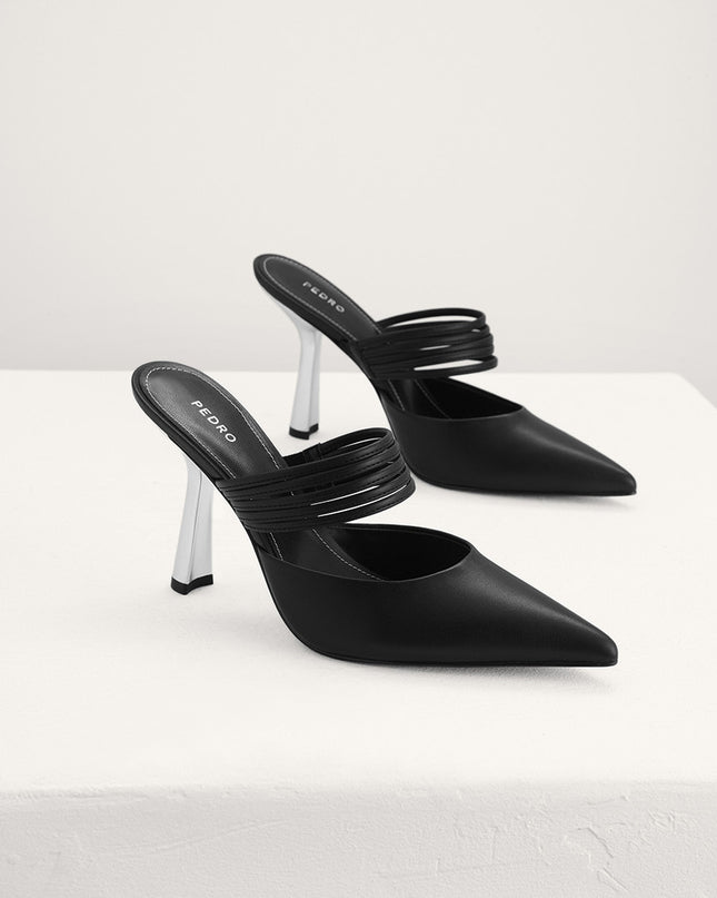 Leather Pointed Heeled Mules