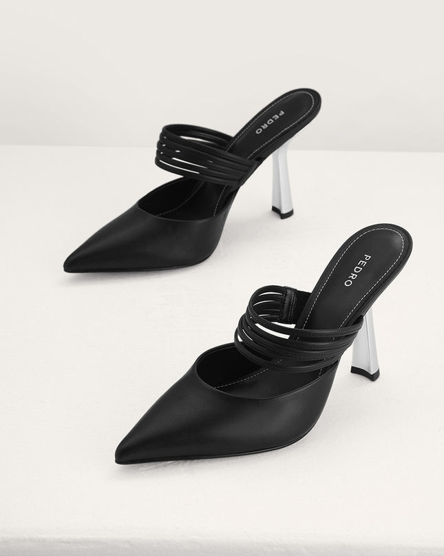 Leather Pointed Heeled Mules