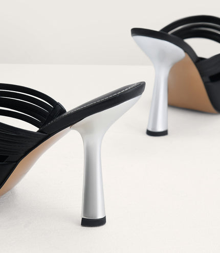 Leather Pointed Heeled Mules