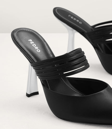 Leather Pointed Heeled Mules