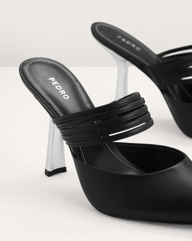 Leather Pointed Heeled Mules