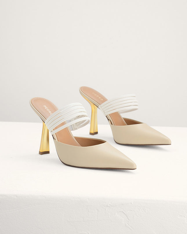 Leather Pointed Heeled Mules