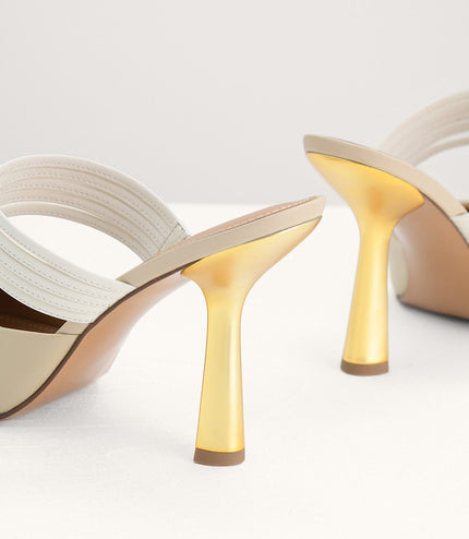 Leather Pointed Heeled Mules