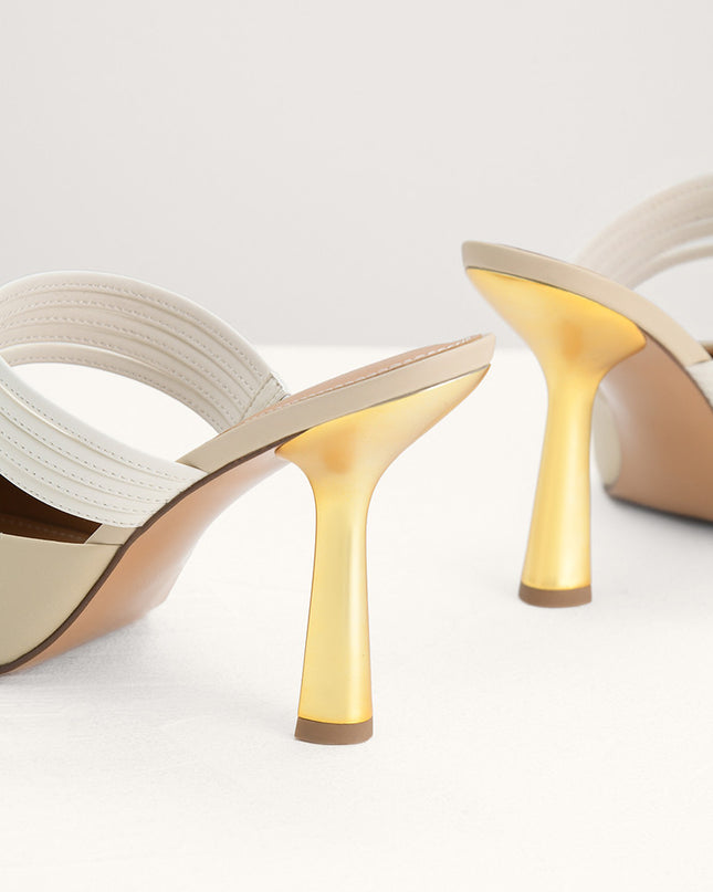 Leather Pointed Heeled Mules