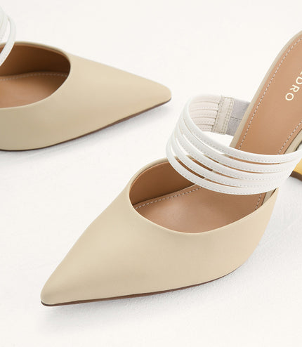 Leather Pointed Heeled Mules