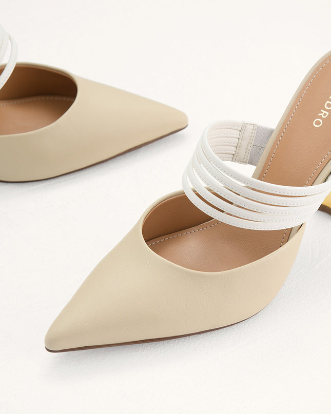 Leather Pointed Heeled Mules