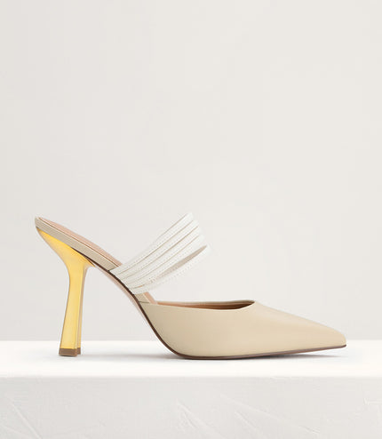 Leather Pointed Heeled Mules