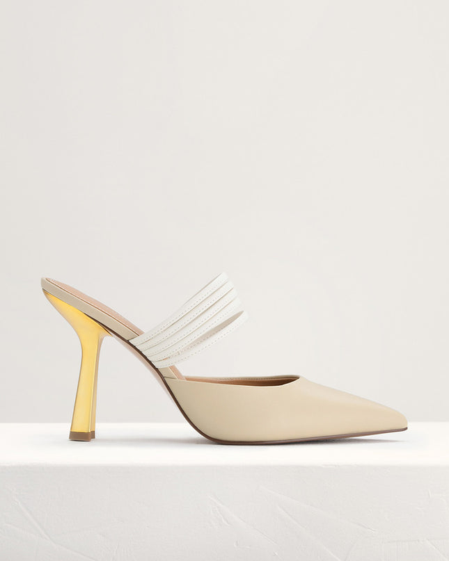 Leather Pointed Heeled Mules