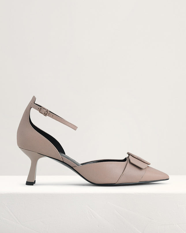 Textured Leather Slingback Pumps