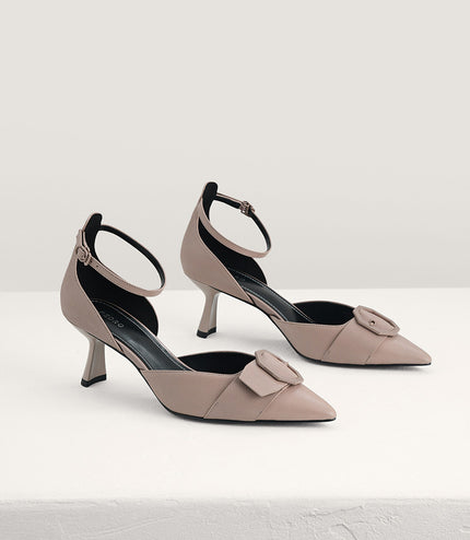 Textured Leather Slingback Pumps