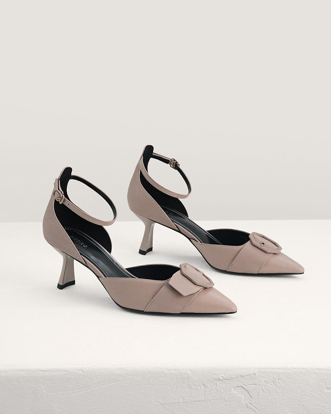 Textured Leather Slingback Pumps