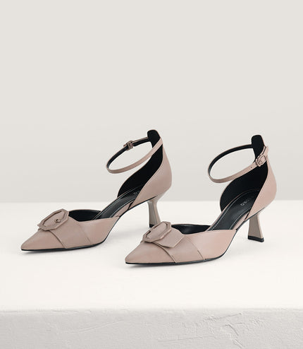 Textured Leather Slingback Pumps