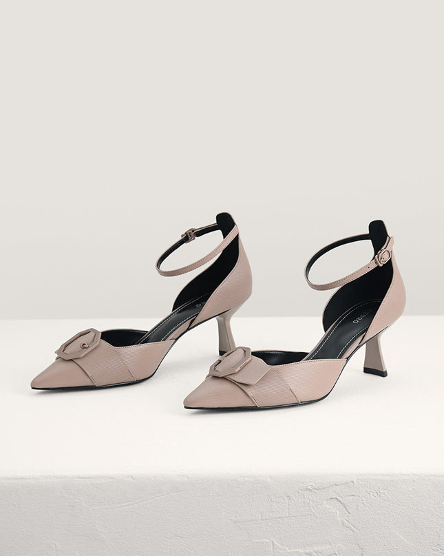 Textured Leather Slingback Pumps